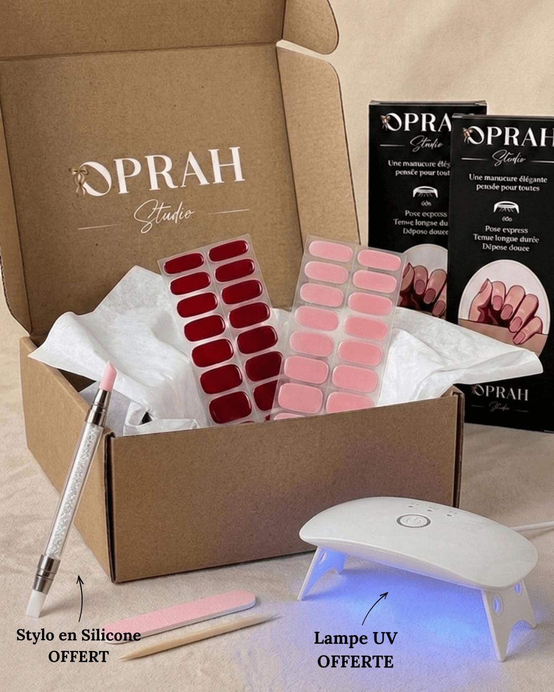 Bandes en gel UV Pack de Démarrage (Lampe UV + Stylo silicone OFFERTS)