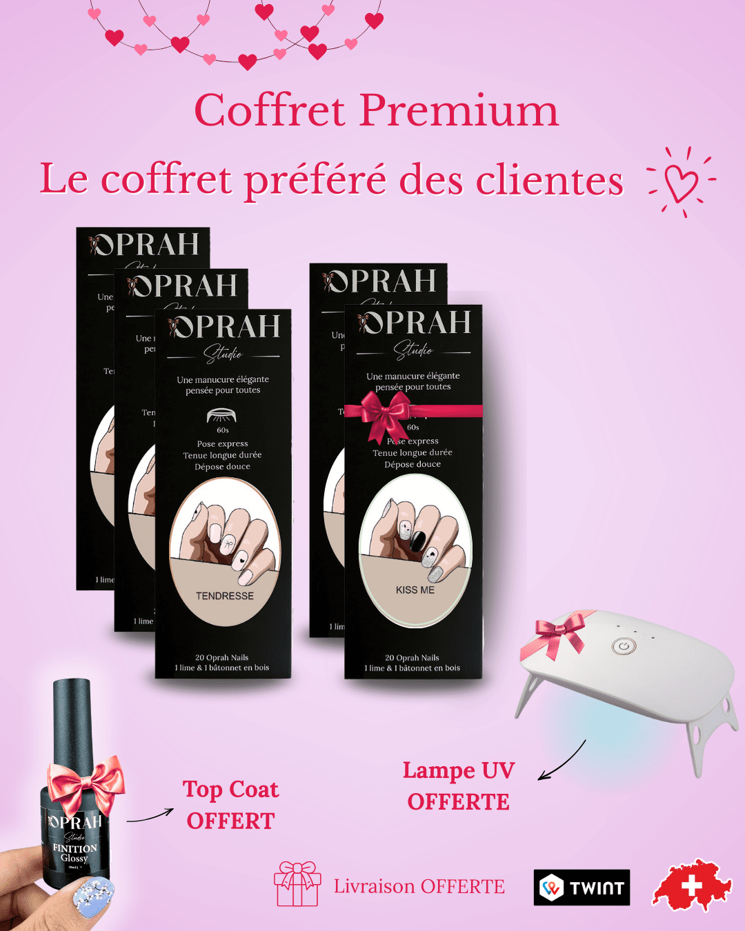 Coffret Premium 5 couleurs + la Lampe UV et le Top Coat offerts - Oprah Studio